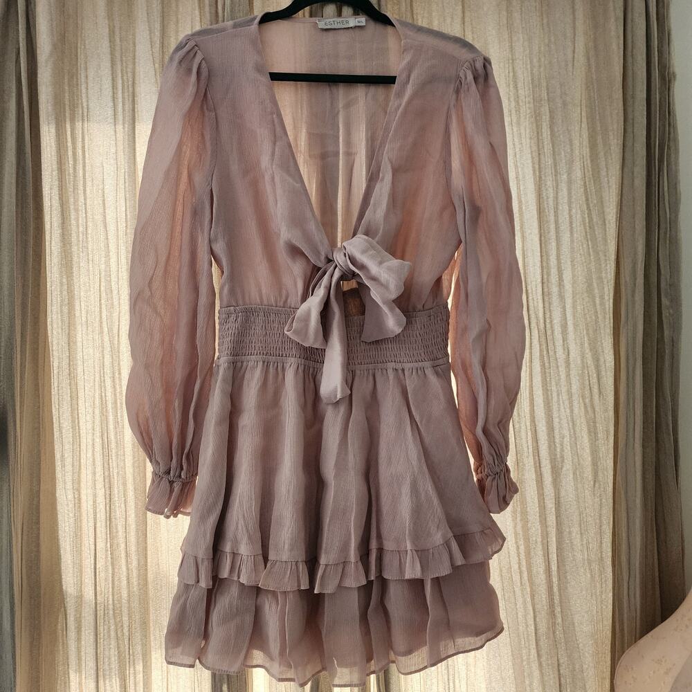 ESTHER Pink Ruffle Tie Front Whimsical Aesthetic Ethereal Aesthetic